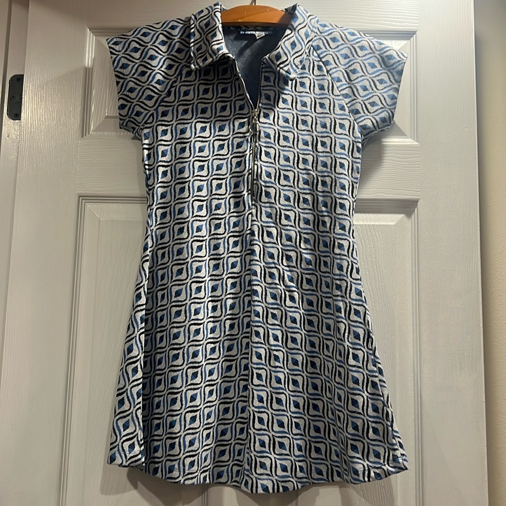 Urban Outfitters Blue and White Geometric Dress